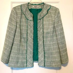 Silver, green, black and white tweed jacket